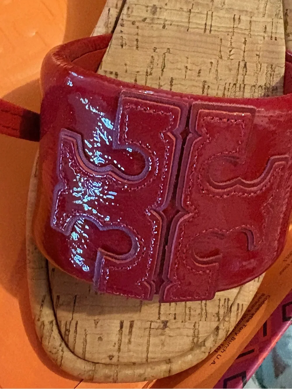 NIB Tory Burch T-Sport Double Slide Leather sandals Red